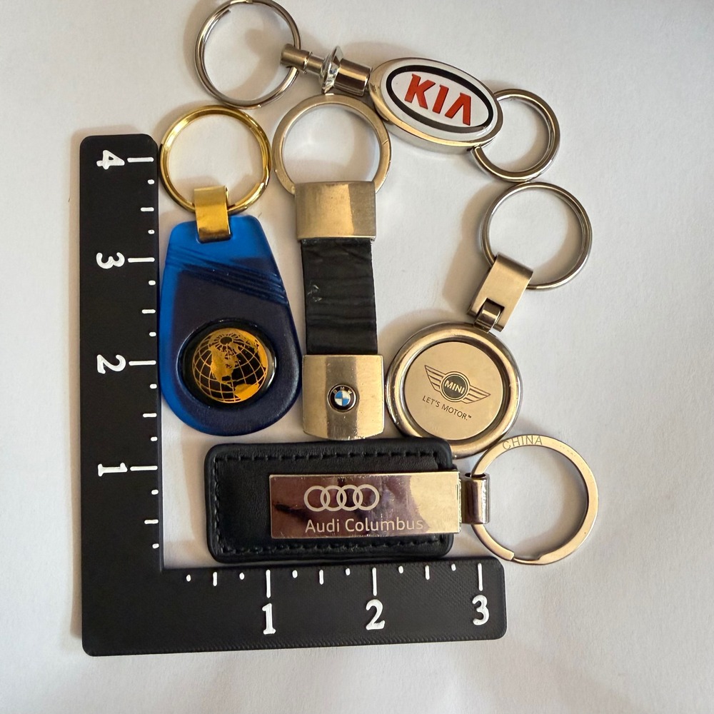 Vintage Automotive Keychain Lot Audi BMW MINI KIA Dealership Fobs Silver Pendant - Picture 8 of 8